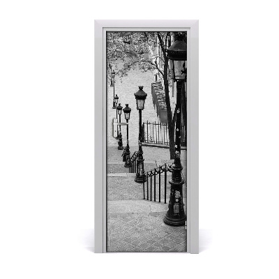 Fototapeta na dvere Schody a pouličné lampy