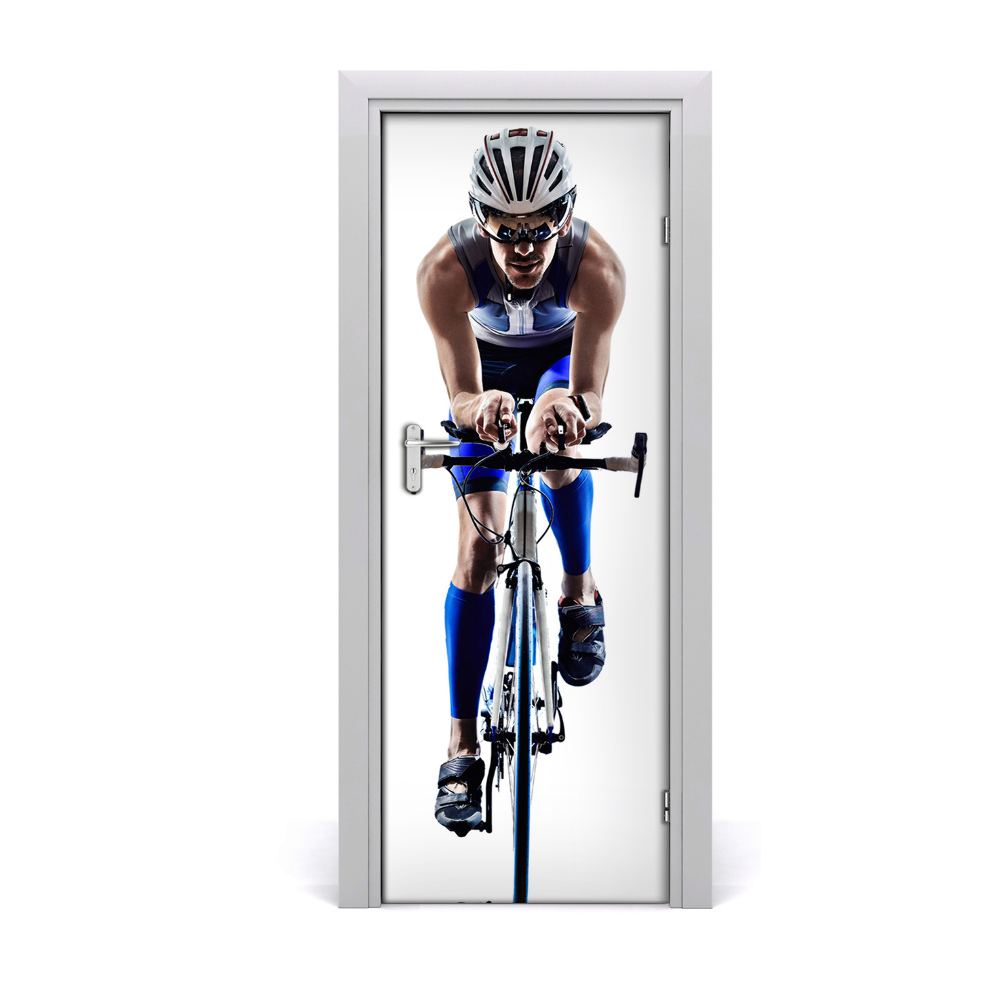 Fototapeta na dvere Šport Cyklista biele pozadie