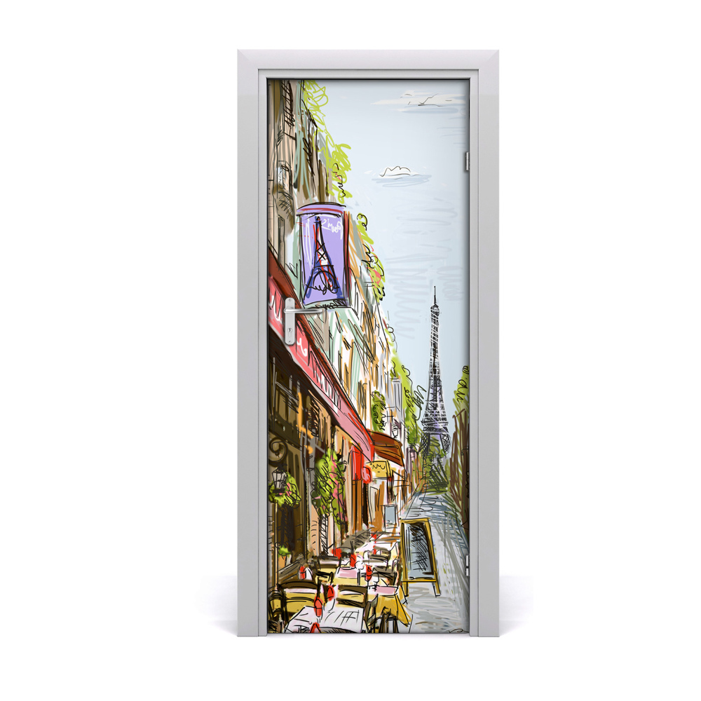 Fototapeta na dvere Kresba Eiffelovej veže a ulice