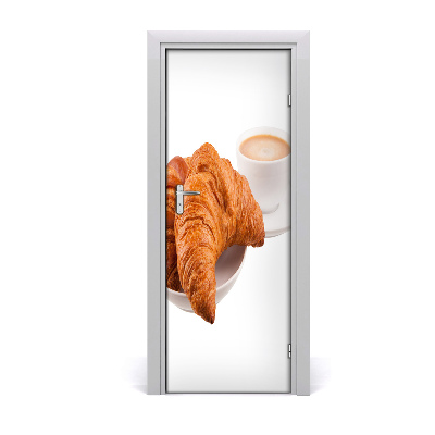 Fototapeta na dvere Croissant a káva