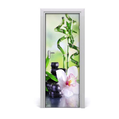 Fototapeta samolepiace na dvere Bambusové kamene orchidea