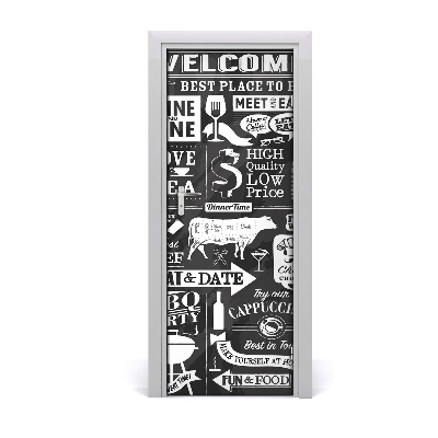 Fototapeta samolepiace na dvere Reštaurácia čiernobiely nápis