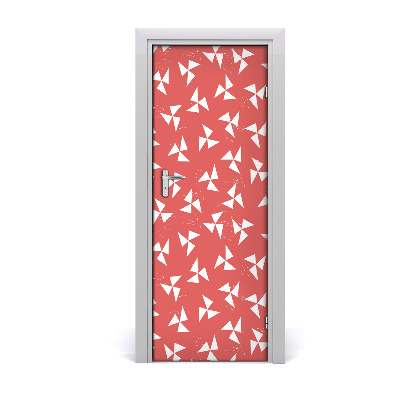 Fototapeta na dvere Červené pozadie biele trojuholníky