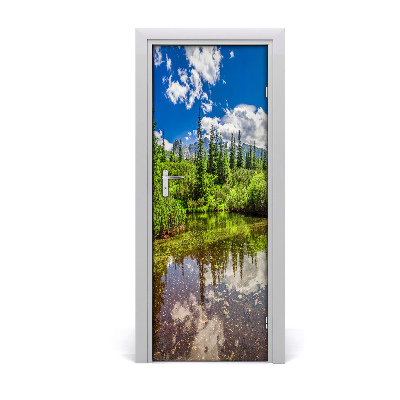 Fototapeta samolepiace na dvere Horské jazero stromov