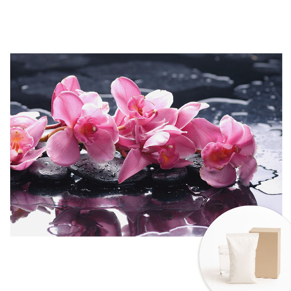 Veľkoplošná fototapeta na stenu Ružové orchidey na kameňoch
