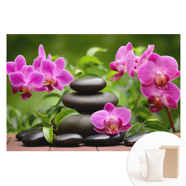 Netkaná tapeta Kvety a kamene v harmonickom aranžmáne