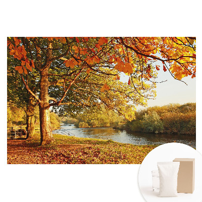 Netkaná tapeta s potlačou Jesenná riečna krajina, pokojné farby