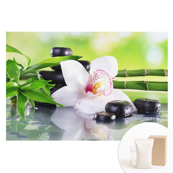 Fototapeta s potlačou na netkanej textílii Orchidea a kamene obklopené bambusom