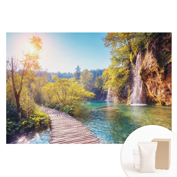 Fototapeta s potlačou na netkanej textílii Pokojná scenéria jazera a vodopádu