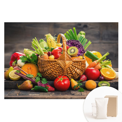 Netkaná fotografická tapeta Košík plný prírody