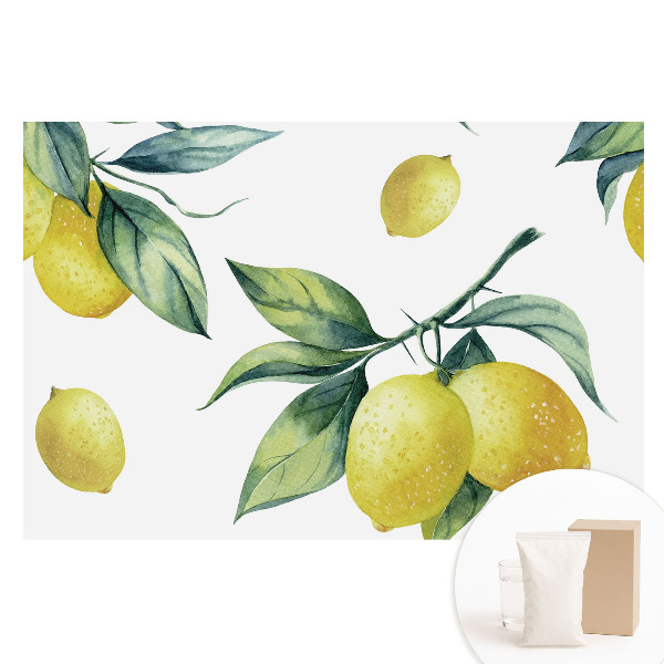 Netkaná tapeta s potlačou Citrónový vzor šťavnatá zelená