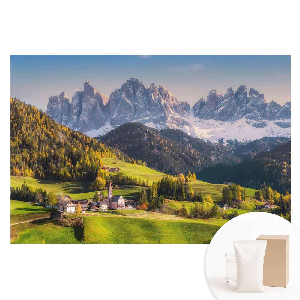 Netkaná fotografická tapeta Horská dedinka s malebnou krajinou