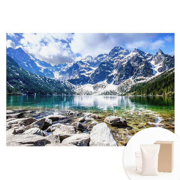 Veľkoplošná fototapeta na stenu Horské jazero a vrcholy inšpirujú svojím pokojom