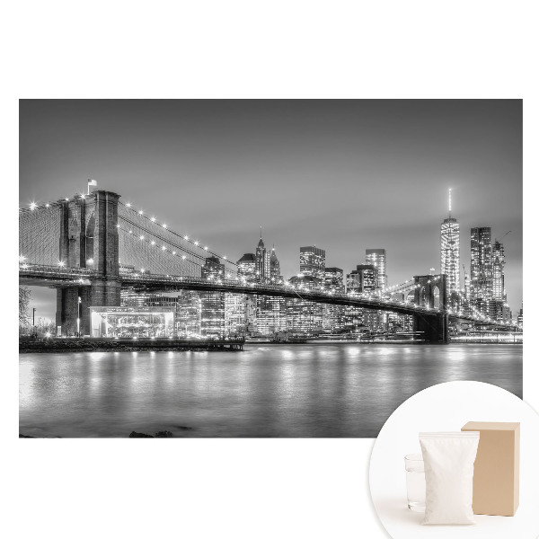 Fototapeta s potlačou na netkanej textílii Nočná panoráma metropoly, most a mrakodrapy