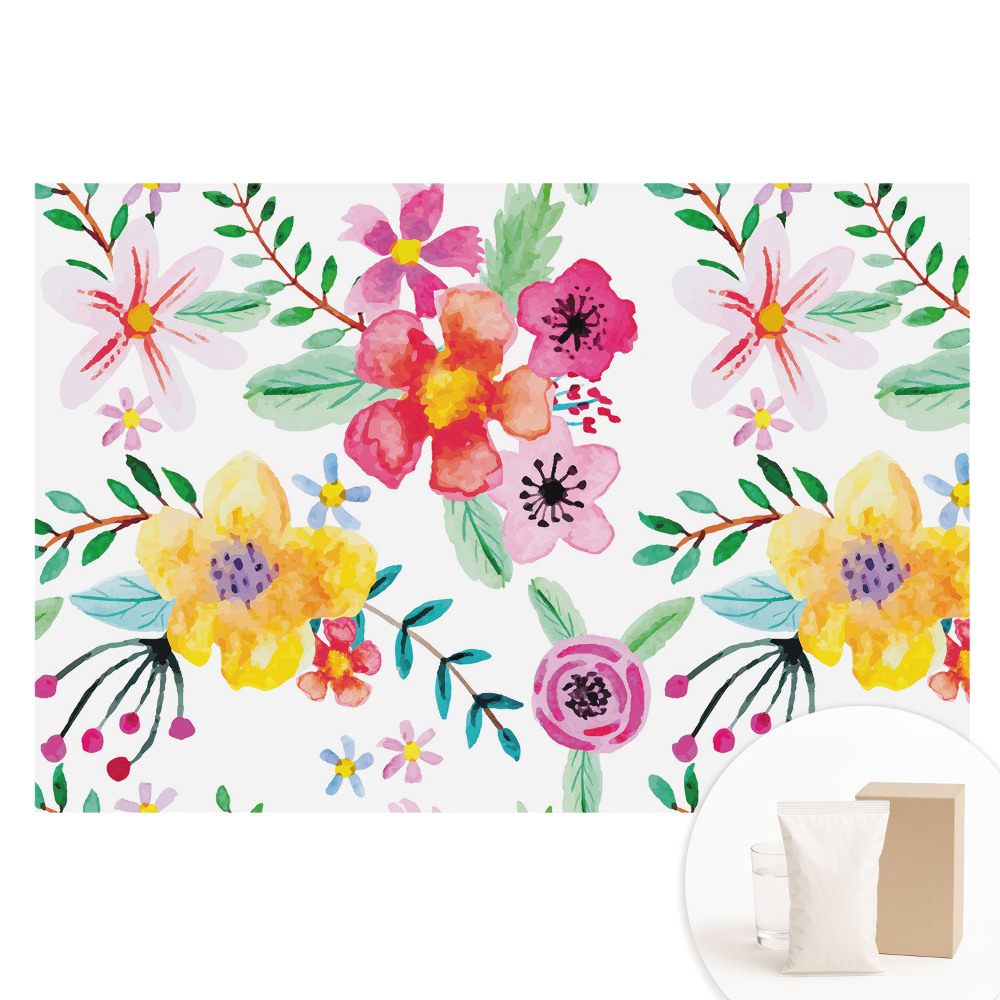 Fotografická tapeta na netkanej textílii Farebné akvarelové kvety