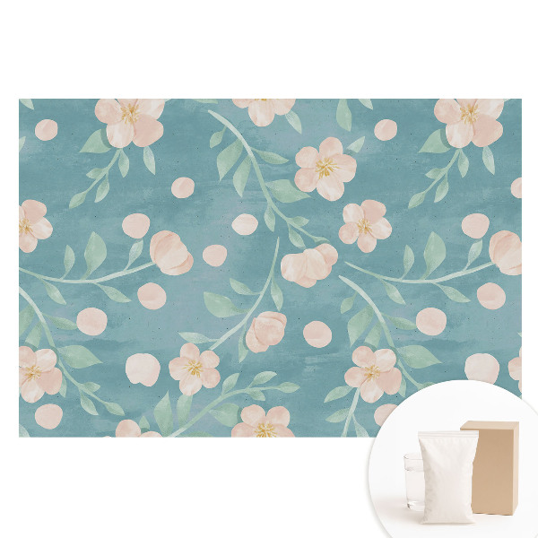 Netkaná tapeta s potlačou Pastelové kvety a listy