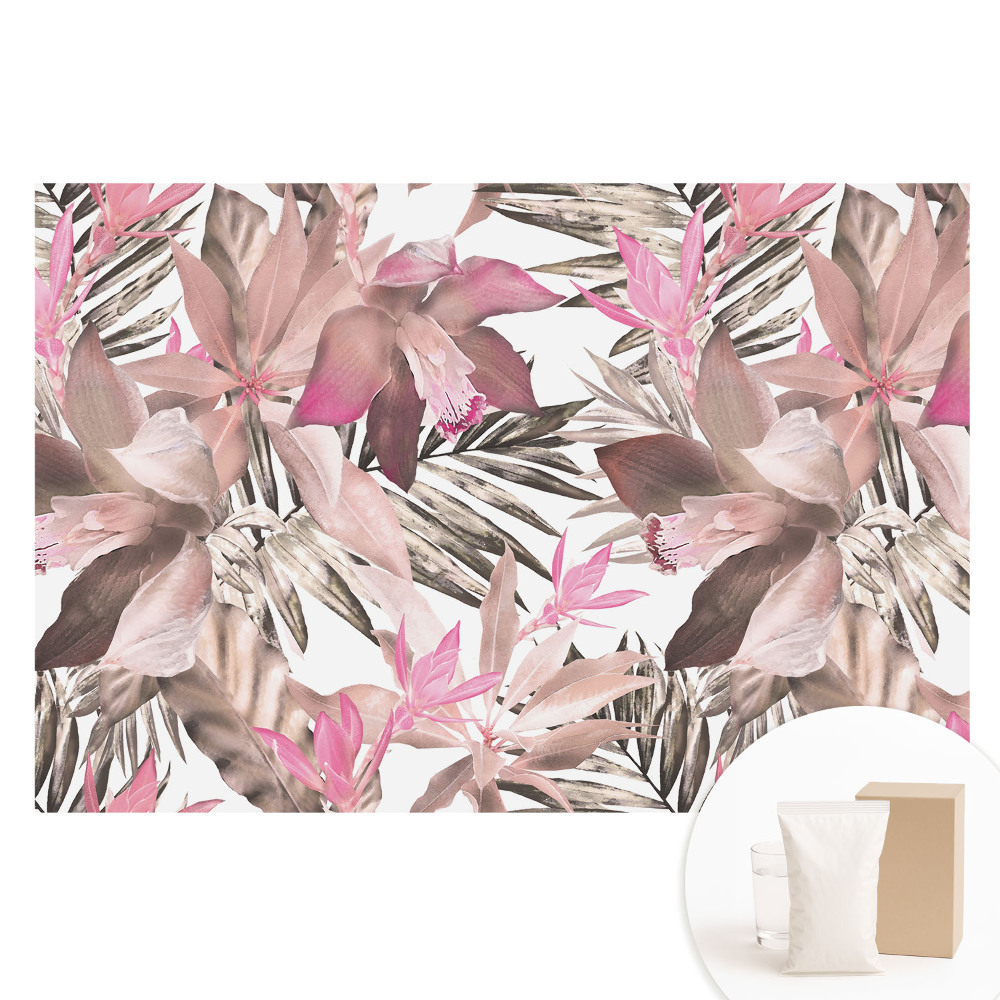 Fototapeta s potlačou na netkanej textílii Harmonický vzor pastelových exotických kvetov