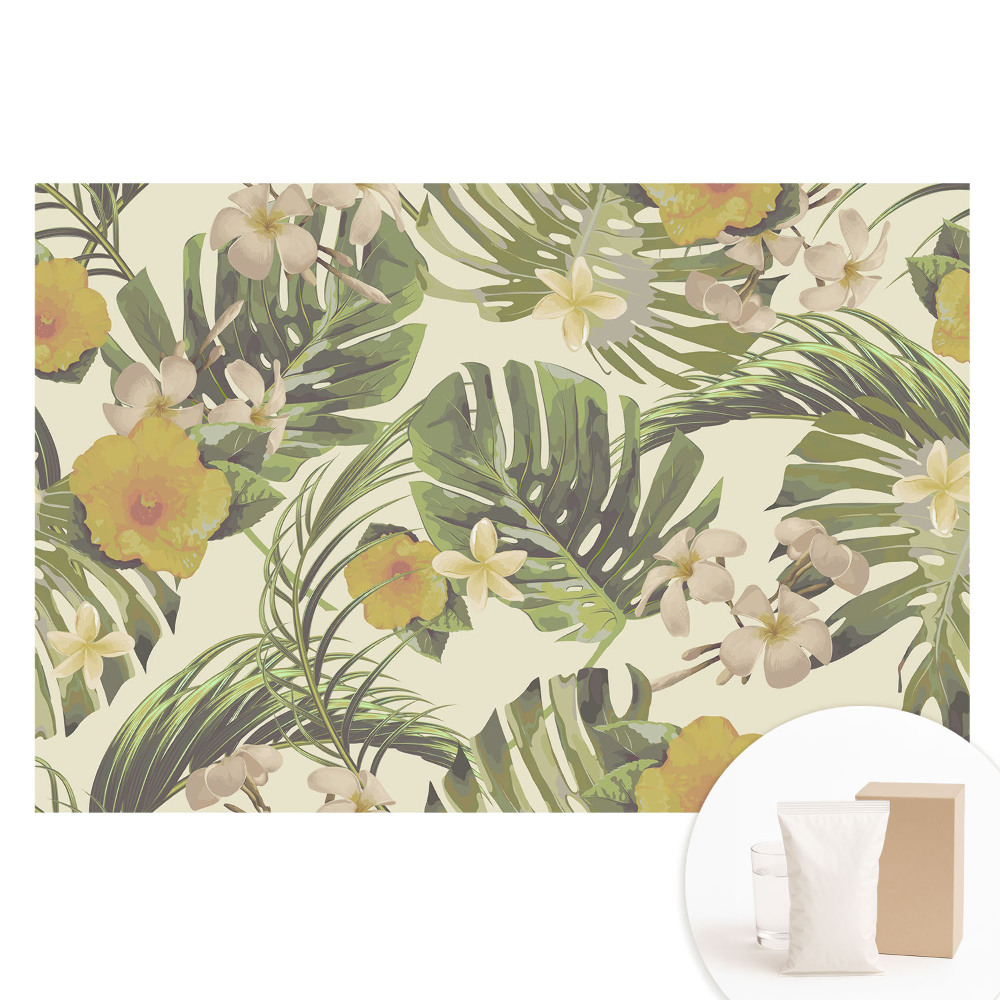 Fototapeta s potlačou na netkanej textílii Tropické listy kvety exotické