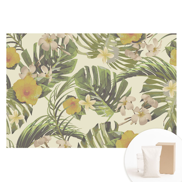 Fototapeta s potlačou na netkanej textílii Tropické listy kvety exotické