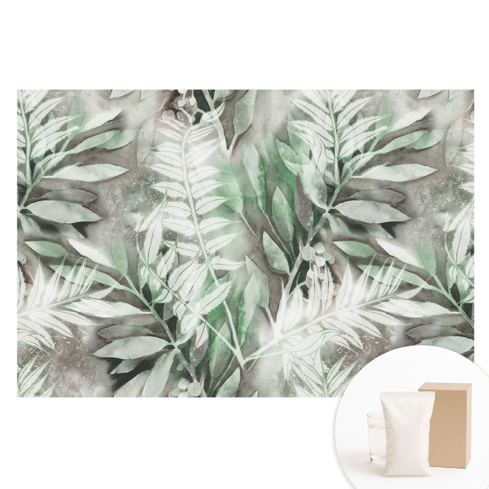 Netkaná tapeta Jemné akvarelové listy v zelenej farbe.
