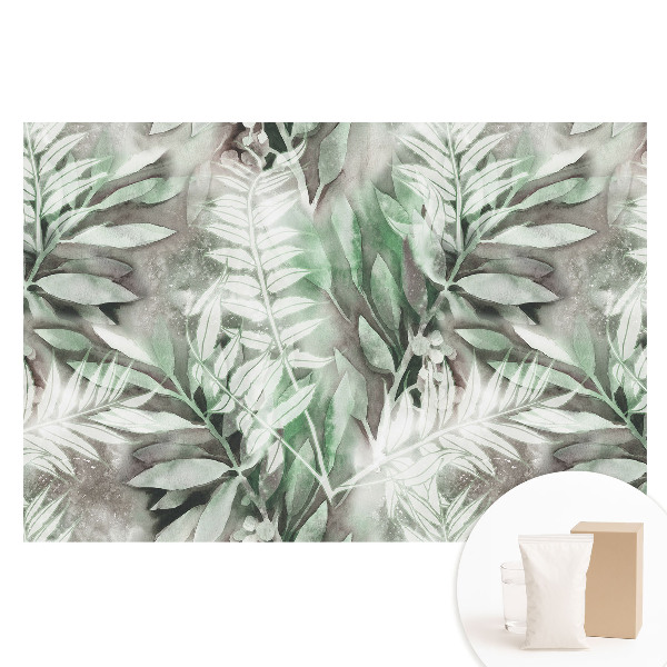 Netkaná tapeta Jemné akvarelové listy v zelenej farbe.