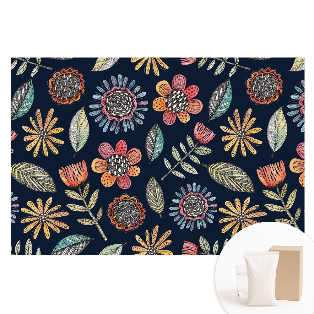 Fototapeta na netkanej textílii Mozaika farebných kvetov a listov