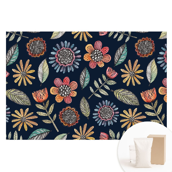 Fototapeta na netkanej textílii Mozaika farebných kvetov a listov