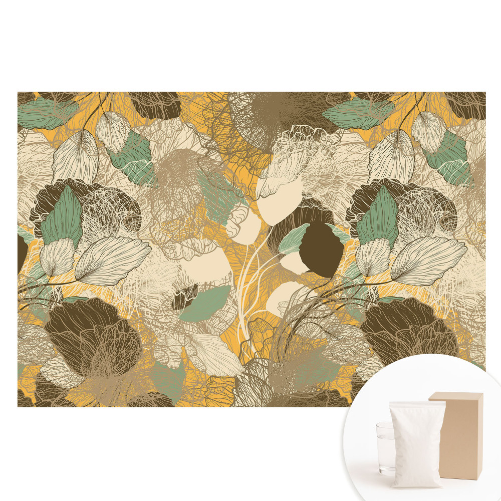 Fotografická tapeta na netkanej textílii Jemné listy a kvety v harmonickom vzore