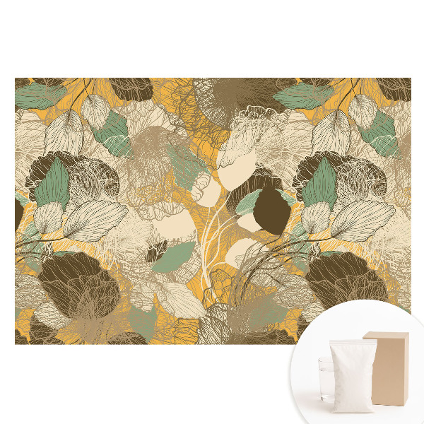 Fotografická tapeta na netkanej textílii Jemné listy a kvety v harmonickom vzore