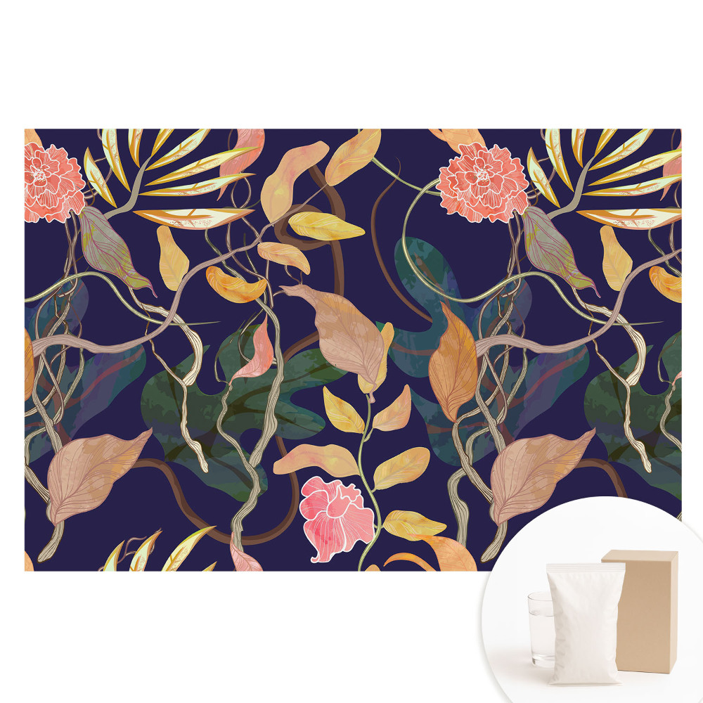 Fototapeta na netkanej textílii Exotická flóra na tmavomodrom pozadí