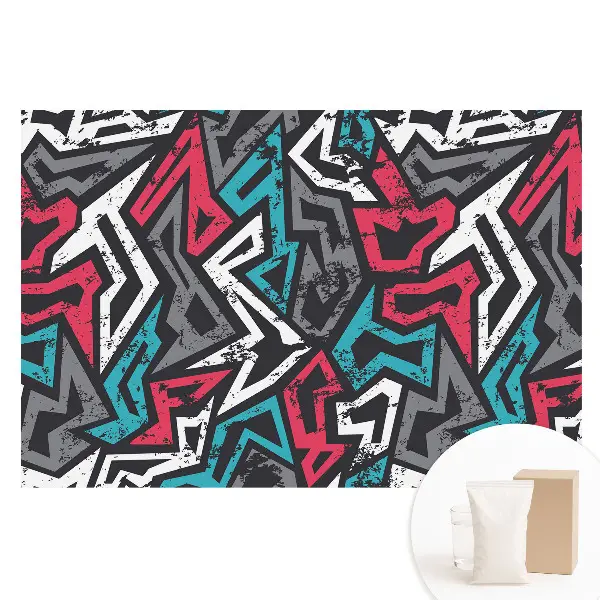 Netkaná tapeta s geometrickým graffiti vzorom