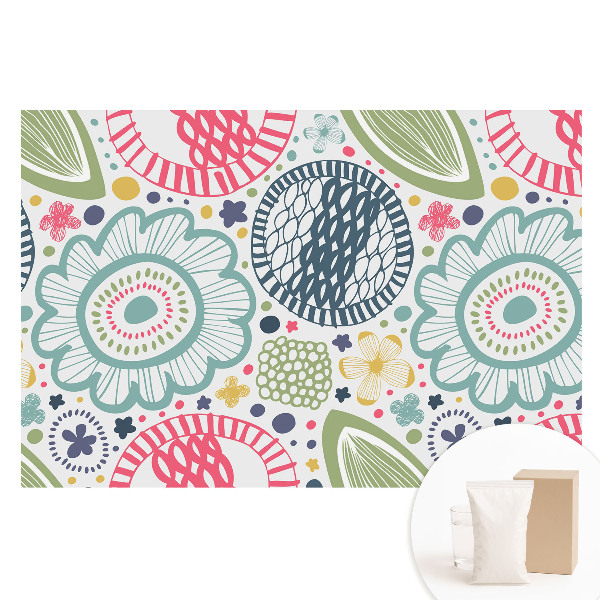 Netkaná tapeta s potlačou Moderné kvetinové a geometrické vzory