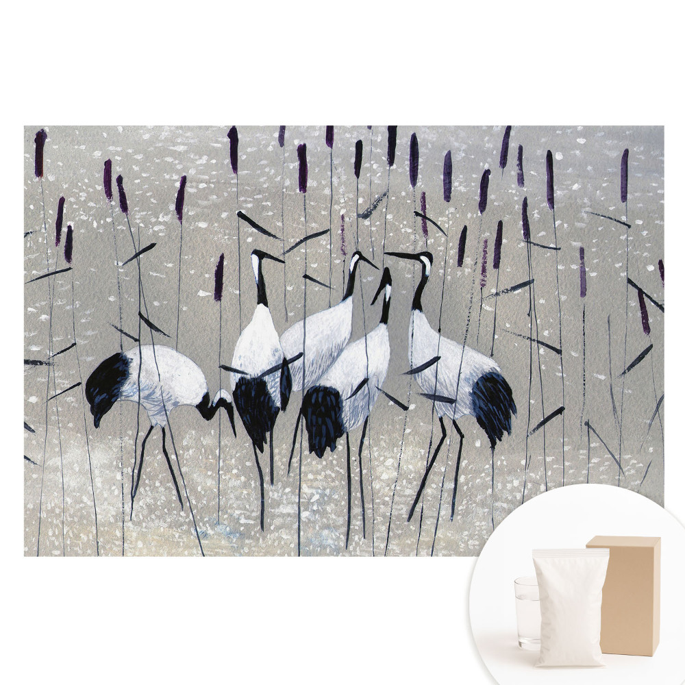 Netkaná tapeta Elegantné žeriavy medzi trávou