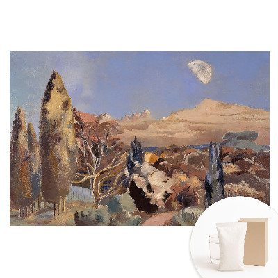 Netkaná tapeta s potlačou Malebná krajina so stromami a horami