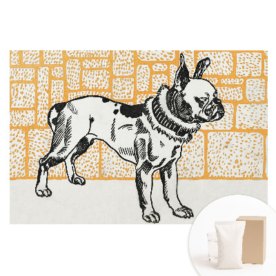 Fototapeta na netkanej textílii Pes na pozadí tehál v retro štýle