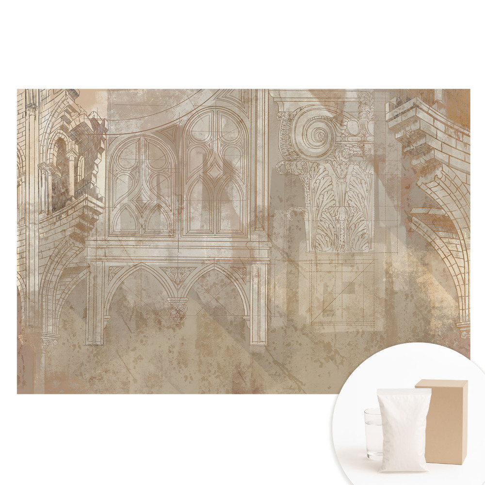 Netkaná tapeta s potlačou Architektonické detaily v klasickej kompozícii