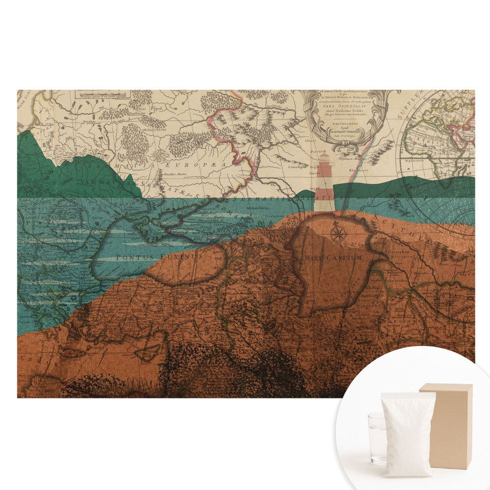 Fotografická tapeta na netkanej textílii Stará mapa s farbami