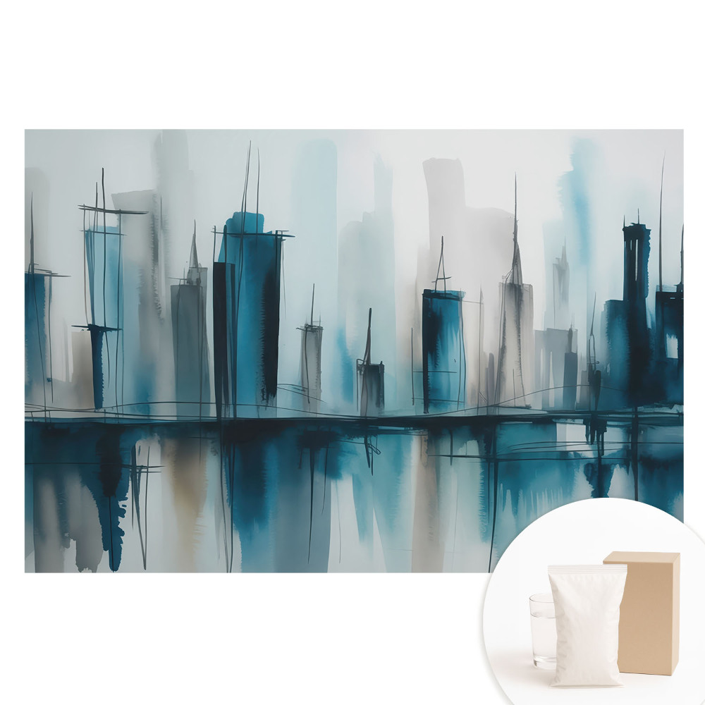Netkaná fotografická tapeta Mesto v akvareloch, pokojný, moderný akcent