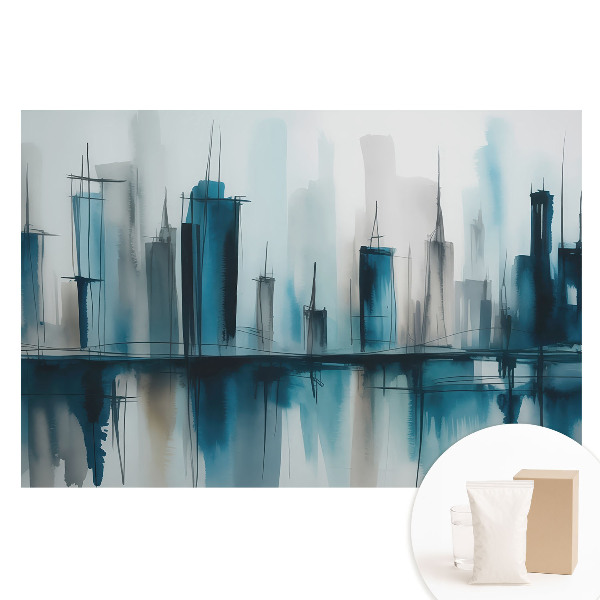 Netkaná fotografická tapeta Mesto v akvareloch, pokojný, moderný akcent