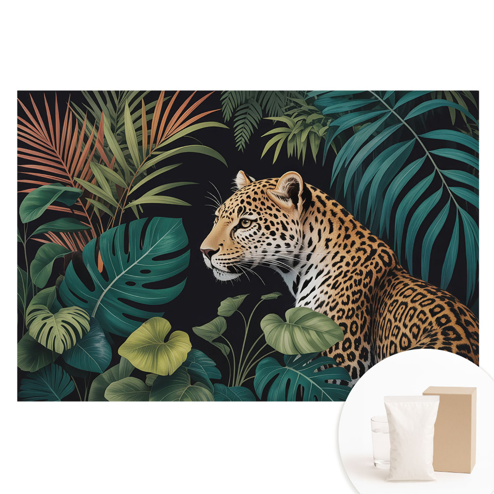 Fototapeta na netkanej textílii Leopard medzi listami džungle