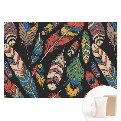 Veľkoplošná fototapeta na stenu Farebné pierka v boho štýle