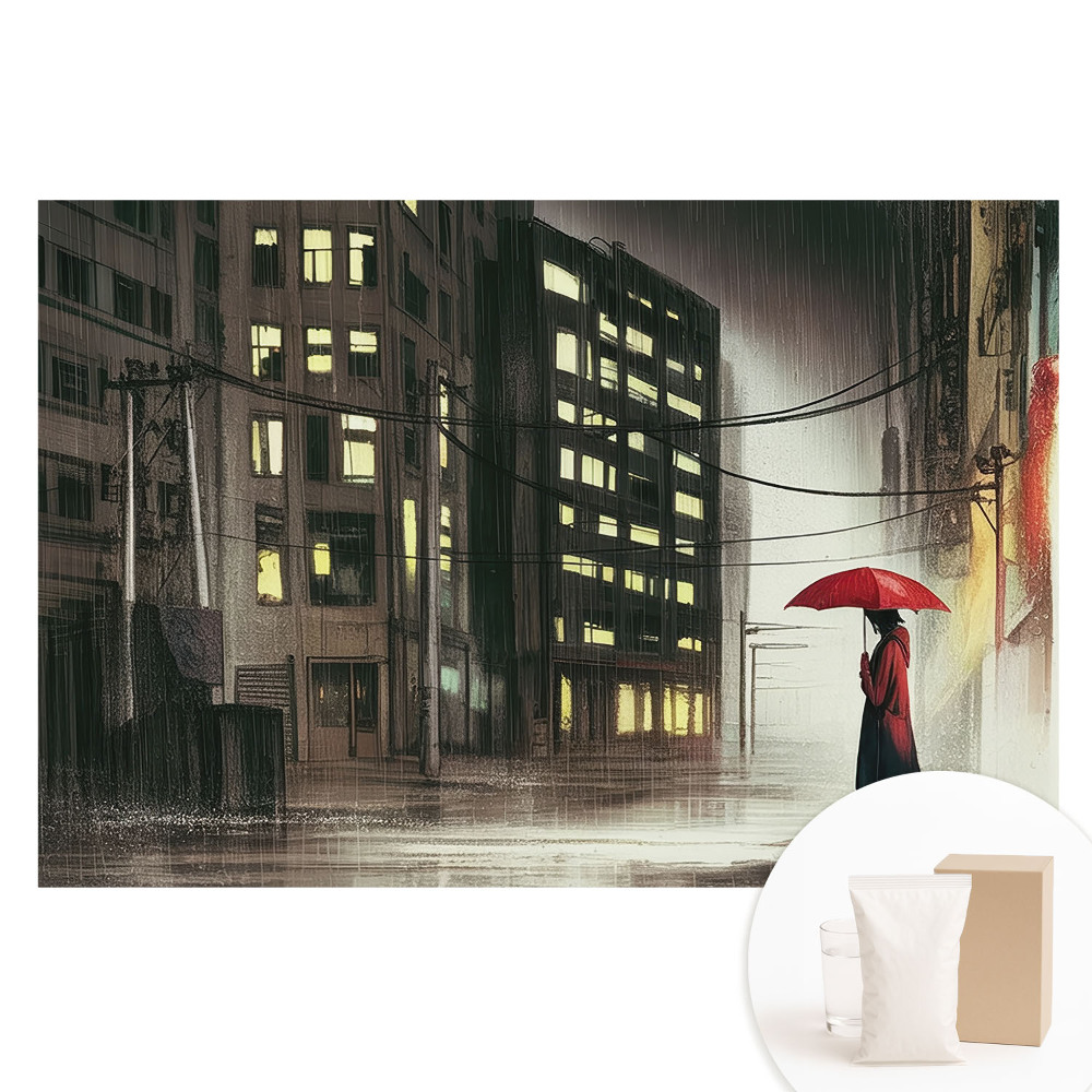 Fotografická tapeta na netkanej textílii Mestská noc, daždivé nálady, tajomstvo