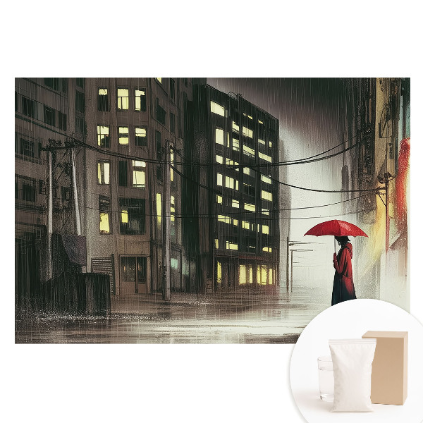 Fotografická tapeta na netkanej textílii Mestská noc, daždivé nálady, tajomstvo