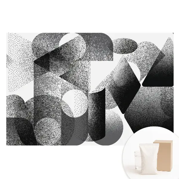 Fototapeta na netkanej textílii s abstraktnými geometrickými tvarmi v čiernej a sivej farbe