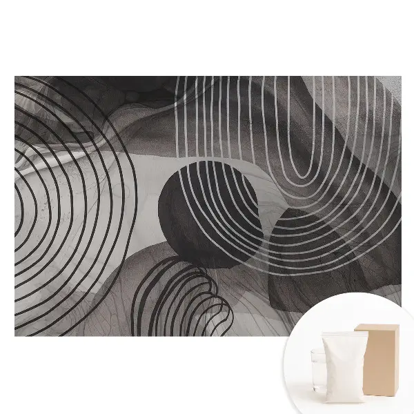 Veľkoplošná fototapeta na stenu s kontrastnými geometrickými čiarami v sivej farbe