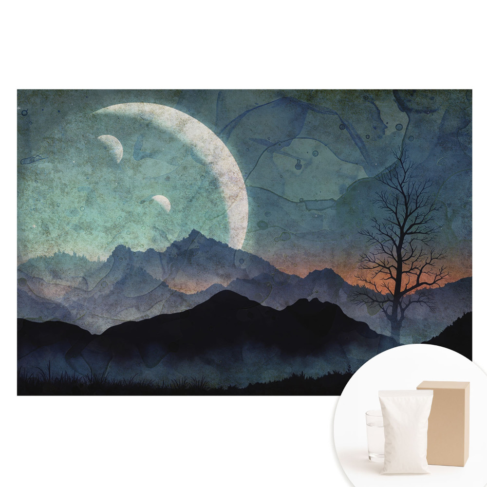 Fotografická tapeta na netkanej textílii Tajomné hory a mesiace