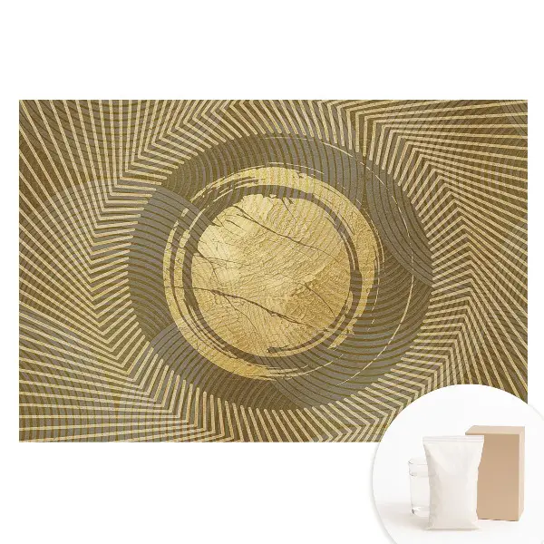 Veľkoplošná fototapeta na stenu s motívom geometrickej abstrakcie v odtieňoch žltej