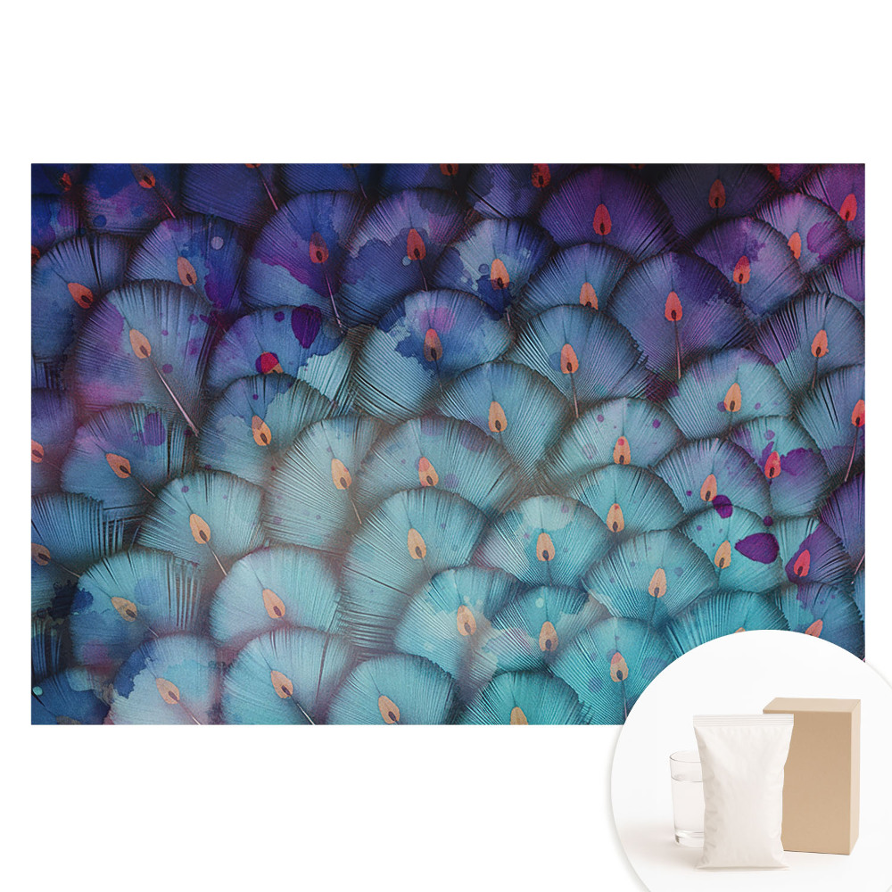 Fototapeta na netkanej textílii Abstraktné vejárové pierka v odtieňoch modrej