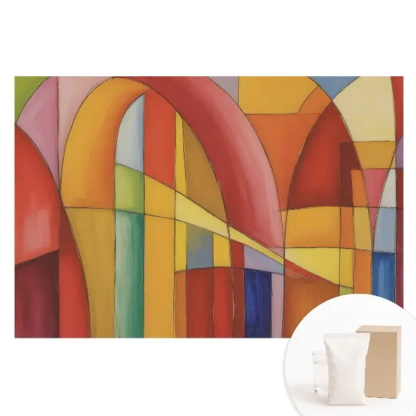 Fototapeta Farebné geometrické oblúky na netkanej textílii