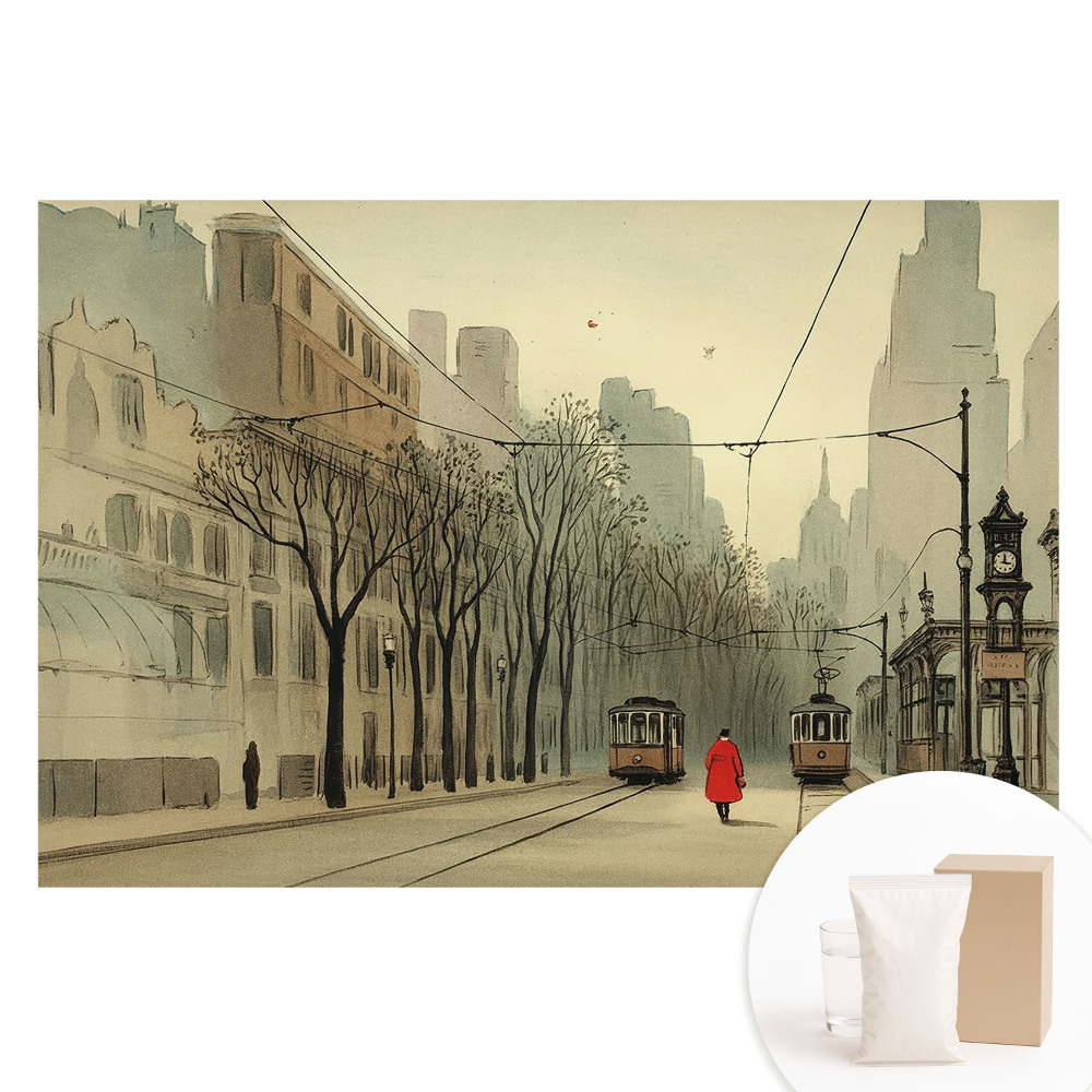 Netkaná fotografická tapeta Jesenné ráno v meste klasická symetria